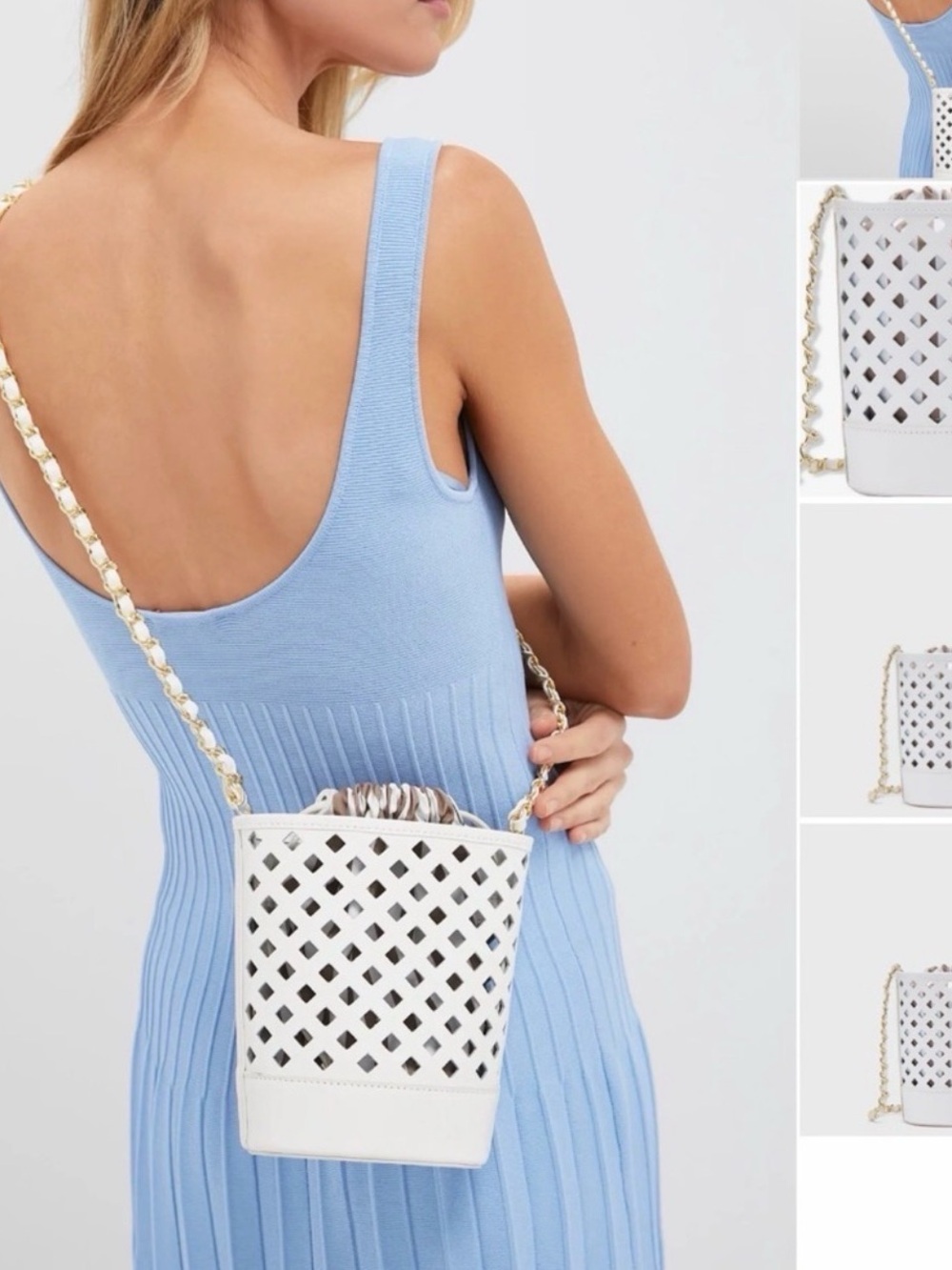 Tuckernuck White Laser-Cut Bucket Crossbody Bag